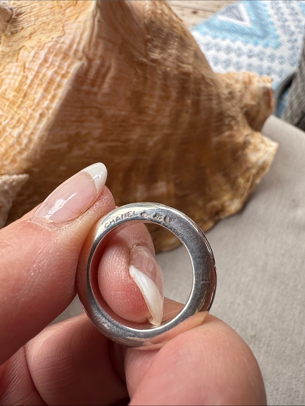 Chanel Sterling Silver Round Open Ring - size 7 Classic - Picture 3 of 6